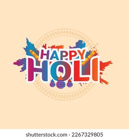 Happy Holi Creative round text design template