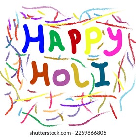 Happy holi design paper isolate on white background, vector illustration
