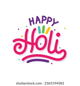 Happy Holi editable text. Vector Illustration of Indian Holi Festival with colorful hand drawn typography. Holi calligraphy template design on white background.
