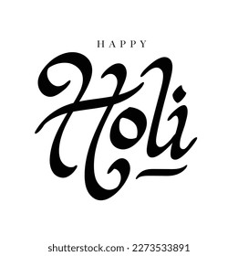 "Happy Holi" elegante Typografie einzeln auf weißem Hintergrund. Holi wünscht auf dem indischen Festival der Farben genannt Holi. Grüße auf Holi.
