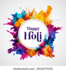 Happy Holi Festival Background Design with Vibrant Color Splashes