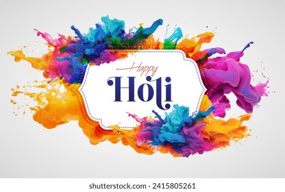 Happy Holi Festival Background Design with Vibrant Color Splashes