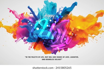 Happy Holi Festival Background Design with Vibrant Color Splashes