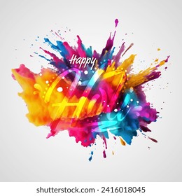 Happy Holi Festival Background Design with Vibrant Color Splashes