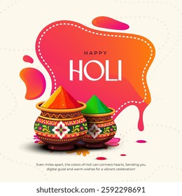 Happy Holi Festival Banner Background Design Template with Vibrant Colors