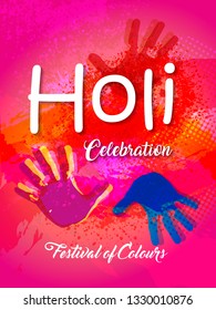Happy Holi festival card with Colorful gulaal . Template for flyer, brochure or invitation - Vector