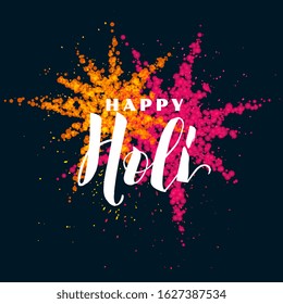 happy holi festival card with colors powder design