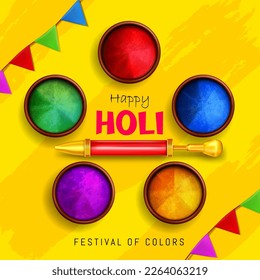 happy holi festival celebration greetings vector illustration, indian festival of colors