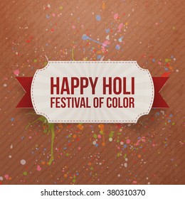 Happy Holi Festival of Color Card with Ribbon