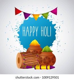 happy holi festival color celebration card