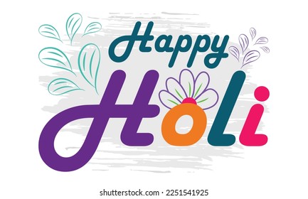 Happy Holi festival colorful Design, Holiday Typography t-shirt design. Motivational Holi Clipart Typography t-shirt Creative Kids, and Typography Holiday Vector Illustration.