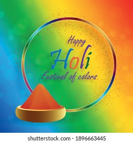 Happy Holi Festival, colorful gulal (powder color) for the traditional indian festival of colors with nice and creative design on paper color background