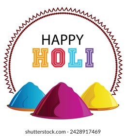 Happy holi festival. colorful pot and powder. vector illustration design.