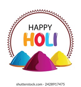 Happy holi festival. colorful pot and powder. vector illustration design.