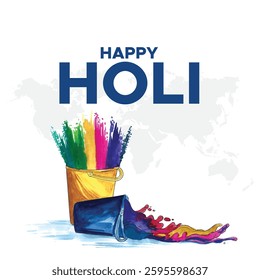 Happy holi festival. colorful pot and powder. vector illustration design.Beautiful poster for Indian festival Happy Holi with color pot background. abstract vector illustration design