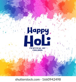 happy holi festival colorful splashes background design