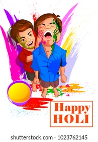 Happy Holi festival of colors background for holiday of India. Vector illustration