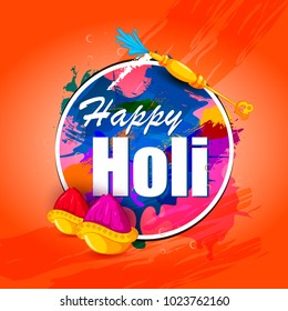 Happy Holi festival of colors background for holiday of India. Vector illustration