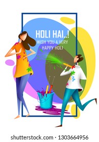 Happy Holi festival of colors background for holiday of India. Vector illustration