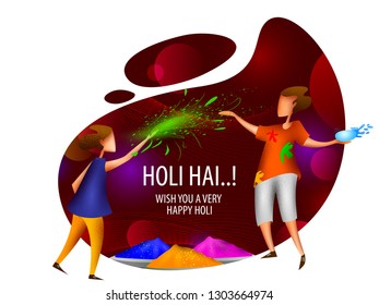 Happy Holi festival of colors background for holiday of India. Vector illustration