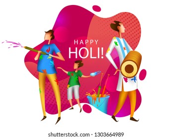 Happy Holi festival of colors background for holiday of India. Vector illustration