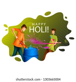 Happy Holi festival of colors background for holiday of India. Vector illustration