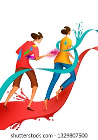 Happy Holi festival of colors background for holiday of India. Vector illustration