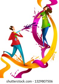 Happy Holi festival of colors background for holiday of India. Vector illustration