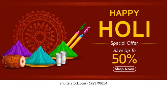 Happy Holi festival of colors background for Indian holiday. Vector illustration