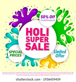 Happy Holi festival of colors background for holiday of India. Vector illustration