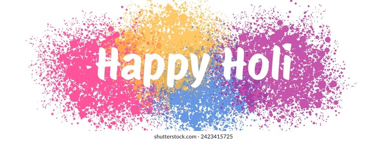 Happy Holi Festival of Colors background design. Colorful Happy Holi text banner. Vector illustration