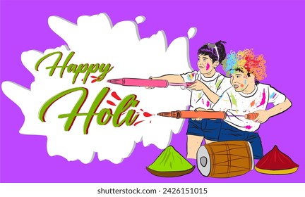 Happy Holi festival of colors background for holiday of India. Vector illustration