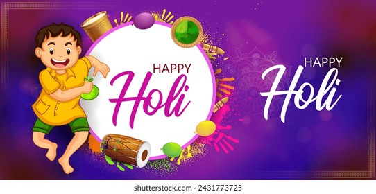 Happy Holi festival of colors background for holiday of India. Vector illustration