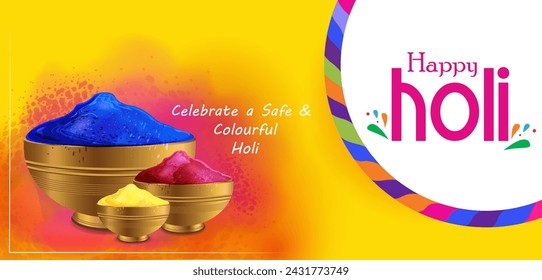 Happy Holi festival of colors background for holiday of India. Vector illustration