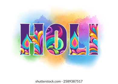 Happy Holi festival of colors background for holiday of India. Vector illustration