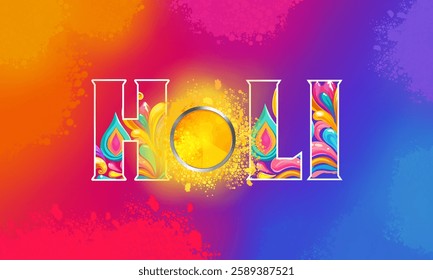 Happy Holi festival of colors background for holiday of India. Vector illustration