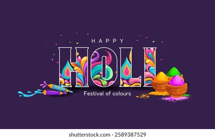 Happy Holi festival of colors background for holiday of India. Vector illustration