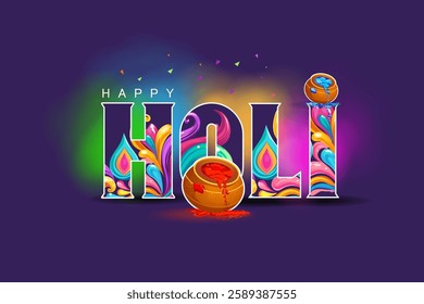 Happy Holi festival of colors background for holiday of India. Vector illustration