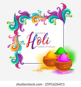 Happy Holi festival of colors background for holiday of India. Vector illustration