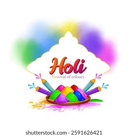 Happy Holi festival of colors background for holiday of India. Vector illustration