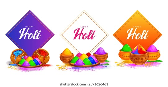 Happy Holi festival of colors background for holiday of India. Vector illustration