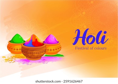 Happy Holi festival of colors background for holiday of India. Vector illustration