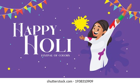 Happy Holi festival of colors banner design template. Vector graphic illustration.