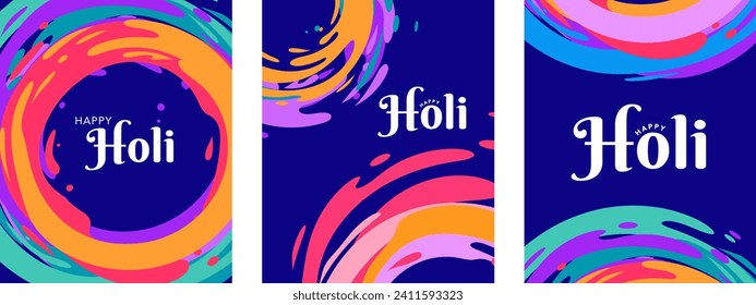 Happy Holi Festival, festival of colors. Colorful concept design, banner and background. Vector illustration 