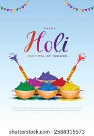 Happy holi festival of colors, creative vector illustration of colorful Holi flyer background design.