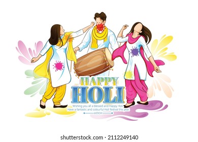 Happy Holi Festival Of Colors Illustration Of Colorful Gulal For Holi, In Hindi Holi Hain Meaning Its Holi 