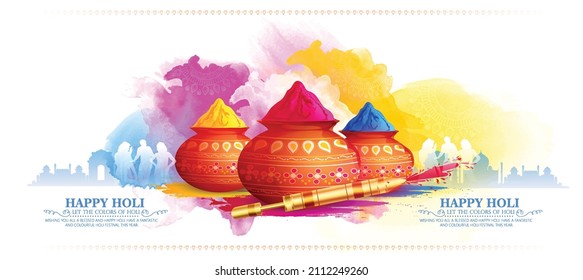 Happy Holi Festival Of Colors Illustration Of Colorful Gulal For Holi, In Hindi Holi Hain Meaning Its Holi 