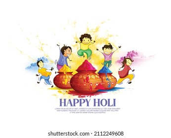 Happy Holi Festival Of Colors Illustration Of Colorful Gulal For Holi, In Hindi Holi Hain Meaning Its Holi 