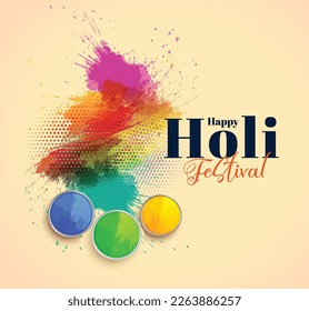 Happy Holi Festival Of Colors Illustration Of Colorful Gulal For Holi, In Hindi Holi Hain Meaning Its Holi