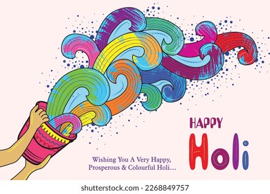 Happy Holi Festival Of Colors Illustration Of Colorful Gulal For Holi, In Hindi Holi Hain Meaning Its Holi